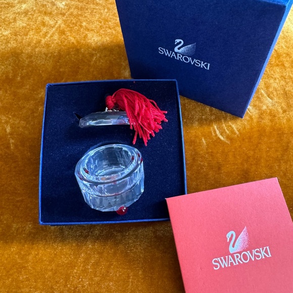 Swarovski love jewelry box w red silk thread crystal box original